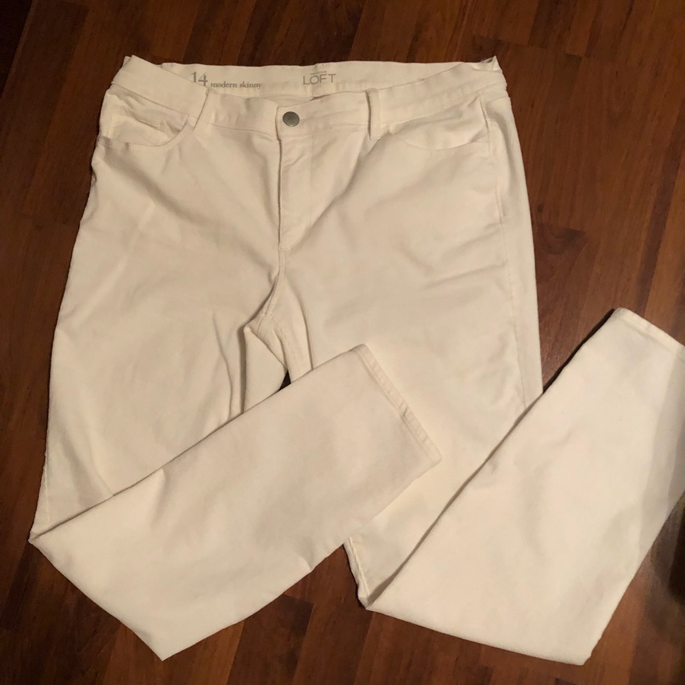 Cream Ann Taylor Loft Corduroy Modern Skinny